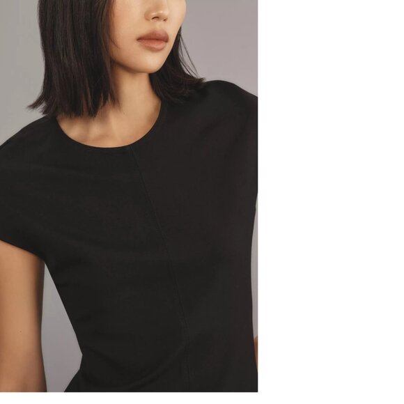 ANTHROPOLOGIE Maeve Cap-Sleeve Slim Mini Dress S new nwt BLACK color - Picture 4 of 5